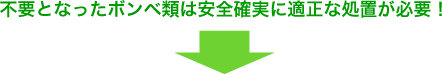 不要となったボンベ類は安全確実に適正な処置が必要！